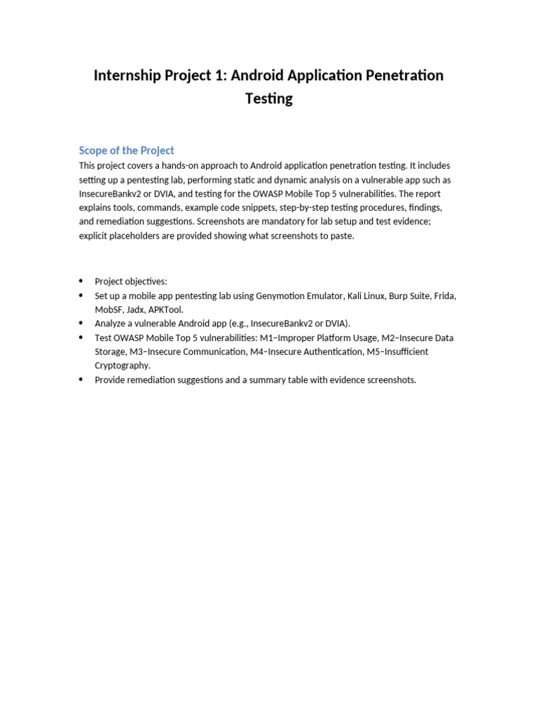 Android Application Penetration Testing Word File | PDF | Transport ...