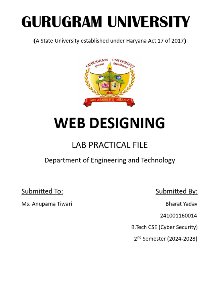 Bharat Web Designing Practical File | PDF | Html | World Wide Web