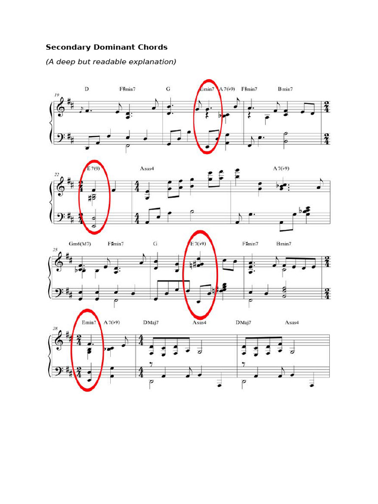 Secondary Dominant Chords | PDF | Chord (Music) | Harmony