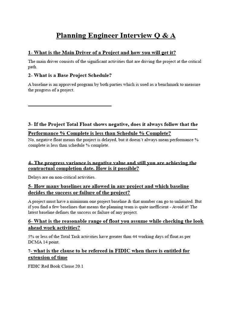 Planning Engineer Interview QA - 250901 - 215713 | PDF