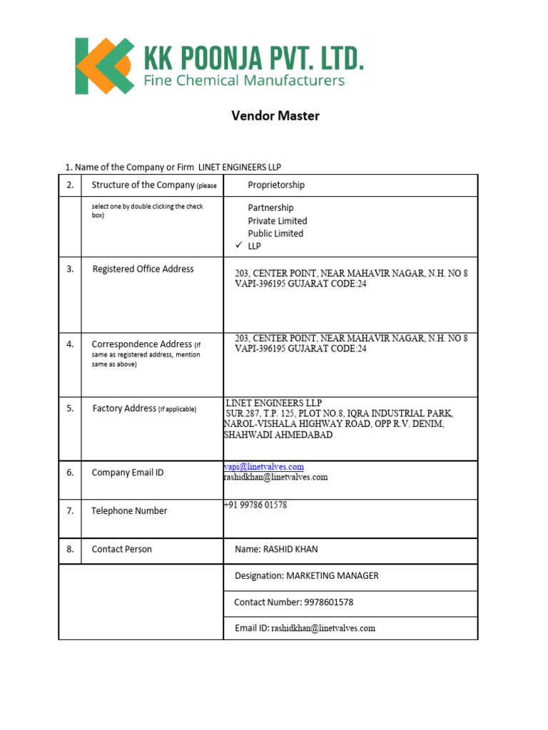 Vendor Master Form KKPPL | PDF | Chess Theory | Chess