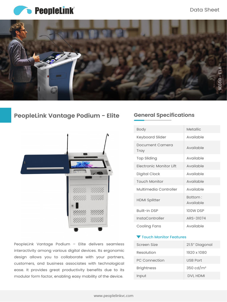 PeopleLink Vantage Podium - Elite | PDF | Amplifier | Computer Monitor