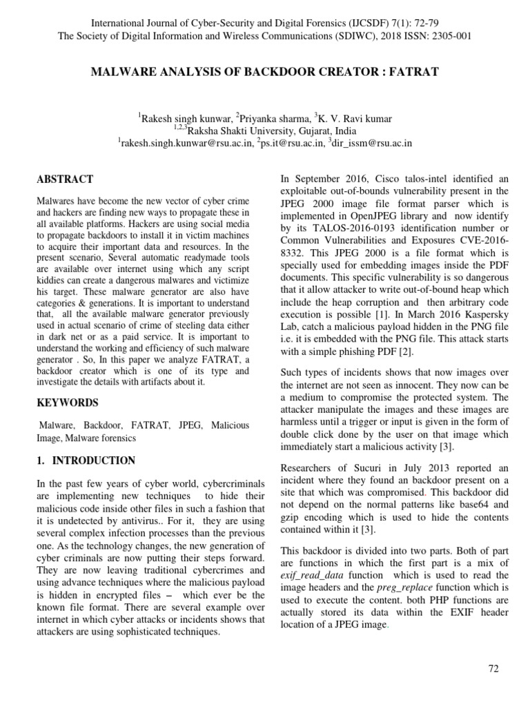 Malware Analysis of Backdoor Creator Fat | PDF | Malware | Software