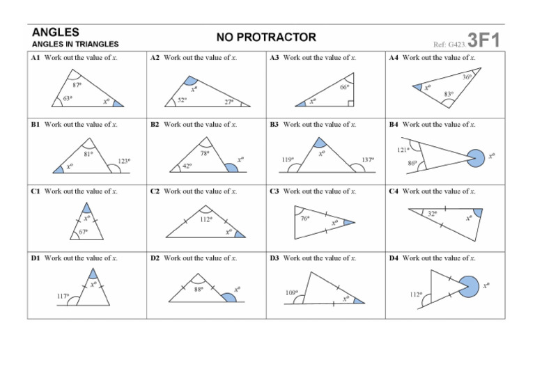 Angles in Triangles Ws 1 | PDF