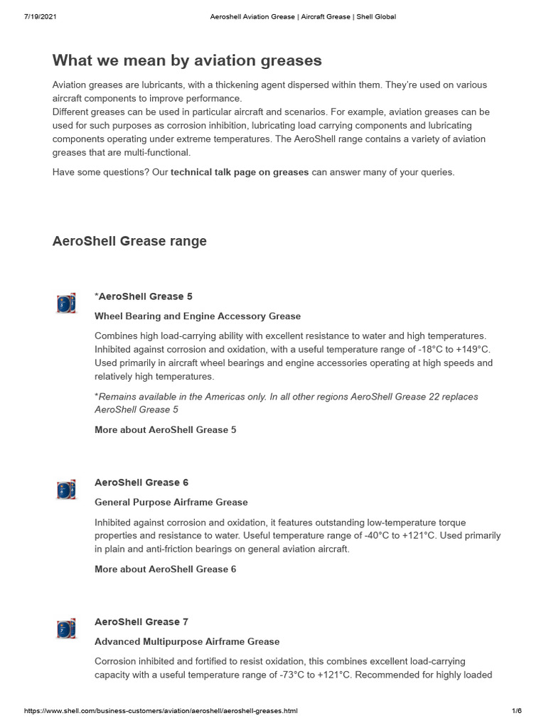 Aeroshell Aviation Grease - Aircraft Grease - Shell Global | PDF ...