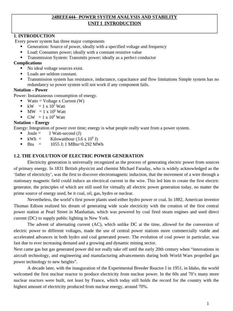 PSA Unit 1 Module WM | PDF | Electric Power Distribution | Electric ...