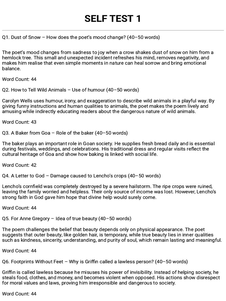 Self Test 1 | PDF | Tea | Diary