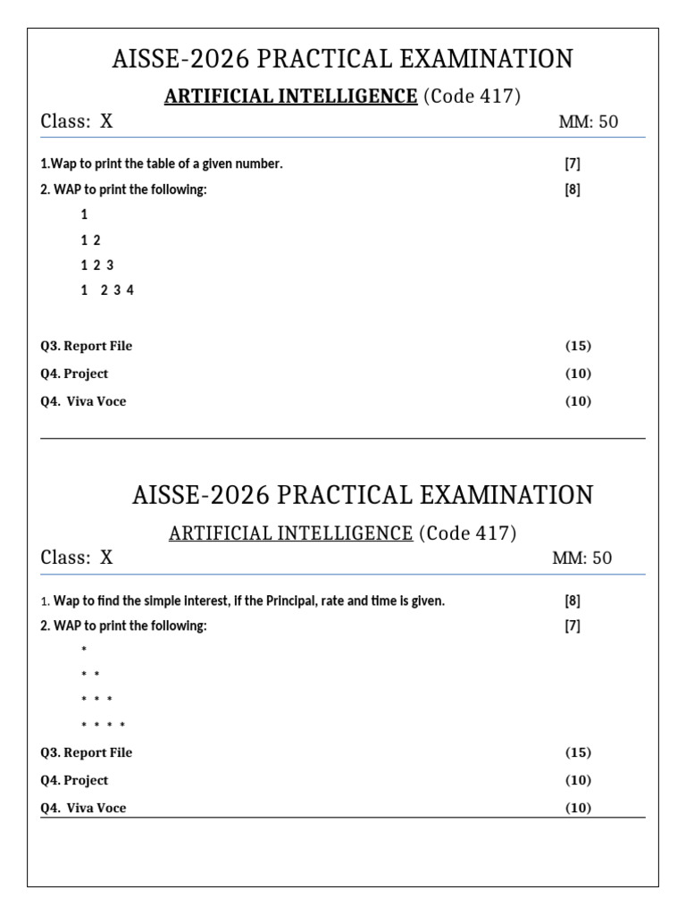 X Practical 2026 QP | PDF