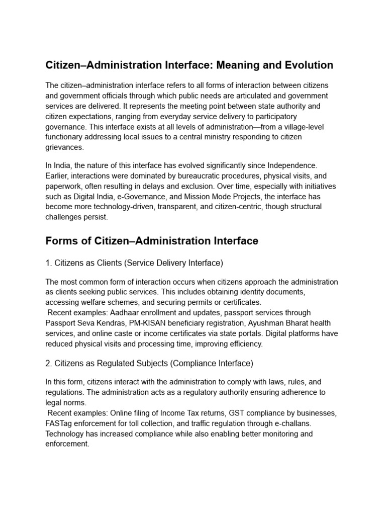 Citizen-Administration Interface | PDF | Governance | Government
