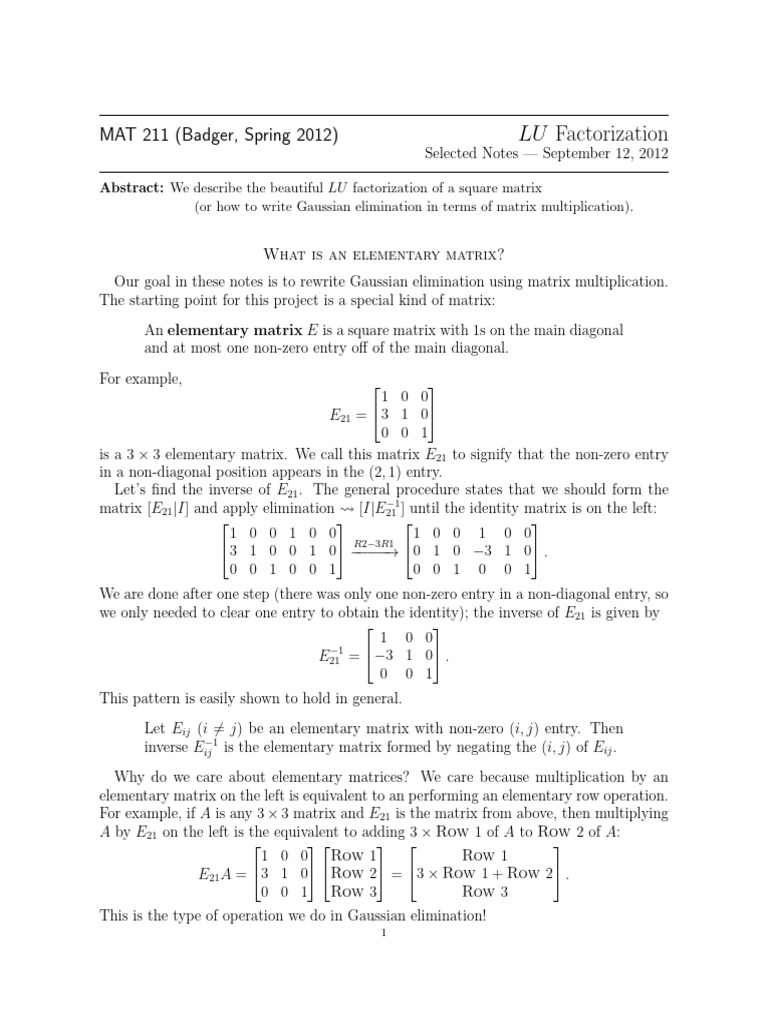 En LU Factorization | PDF | Matrix (Mathematics) | Functions And Mappings