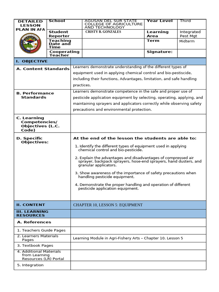 4es Model of Lesson Plan 1 | PDF | Pesticide | Learning