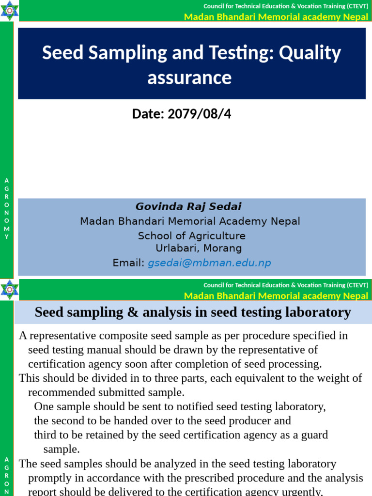 Unit 13 Sampling and Testing For Quality Assurance | PDF | Seed ...