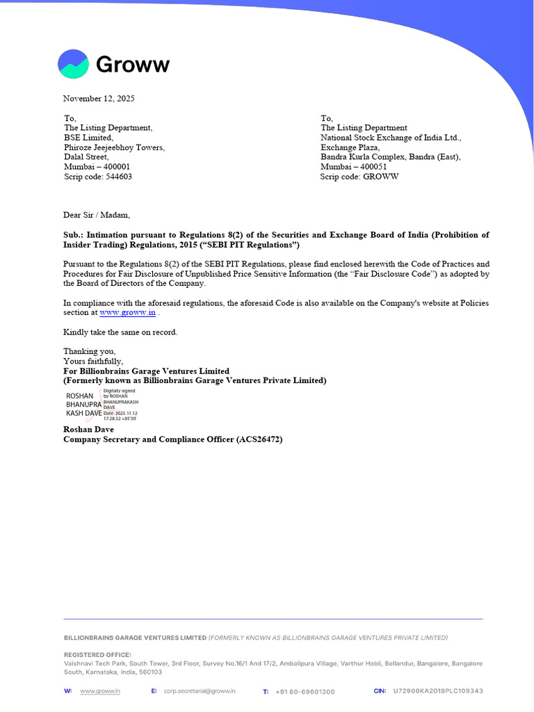 Groww | PDF | Non Disclosure Agreement | Bankruptcy