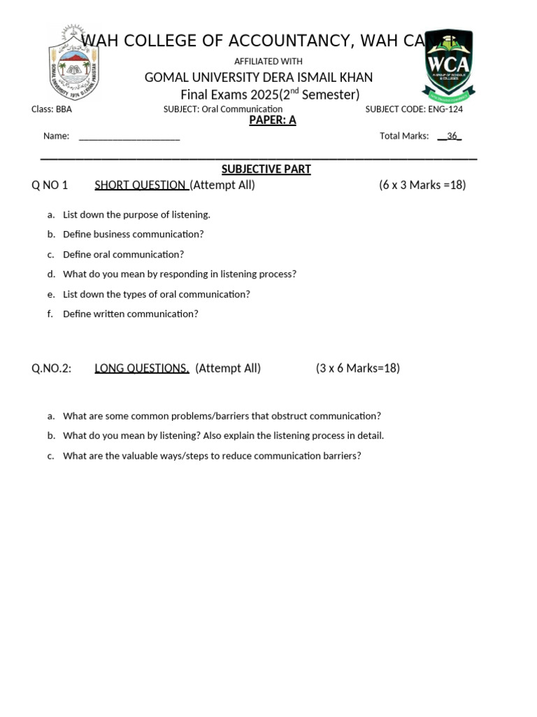 Final Paper (Oral Communication) | PDF | Communication | Human ...