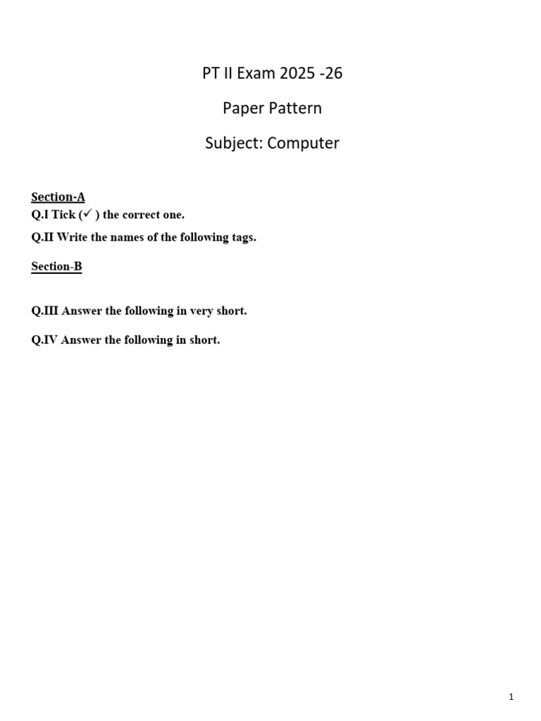 6th Computer PT2 Paper Pattern | PDF