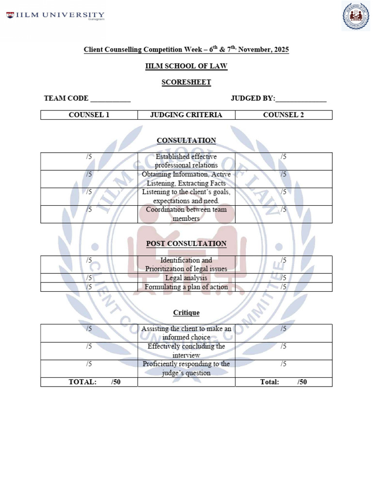 Score Sheet | PDF