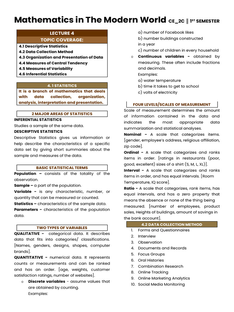 MMW Reviewer Chapter 4 6 | PDF | Statistics | Interest