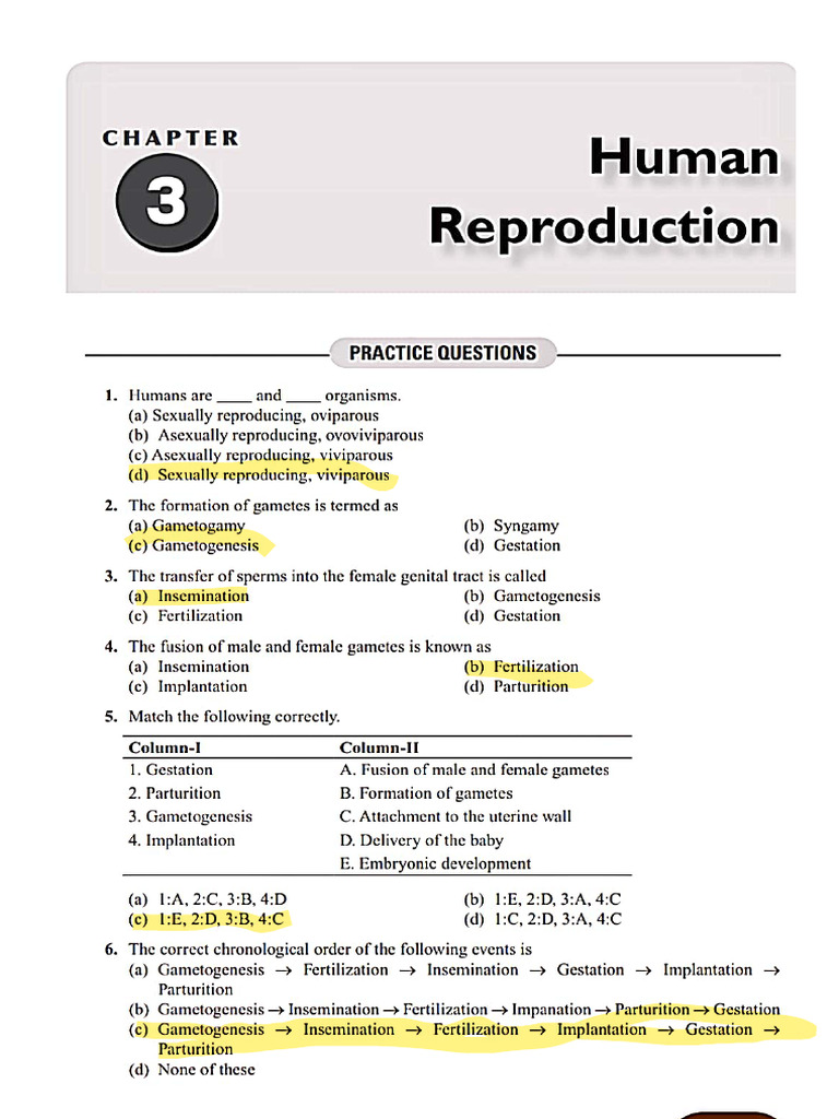 Biology Assignment - Human Reproduction | PDF