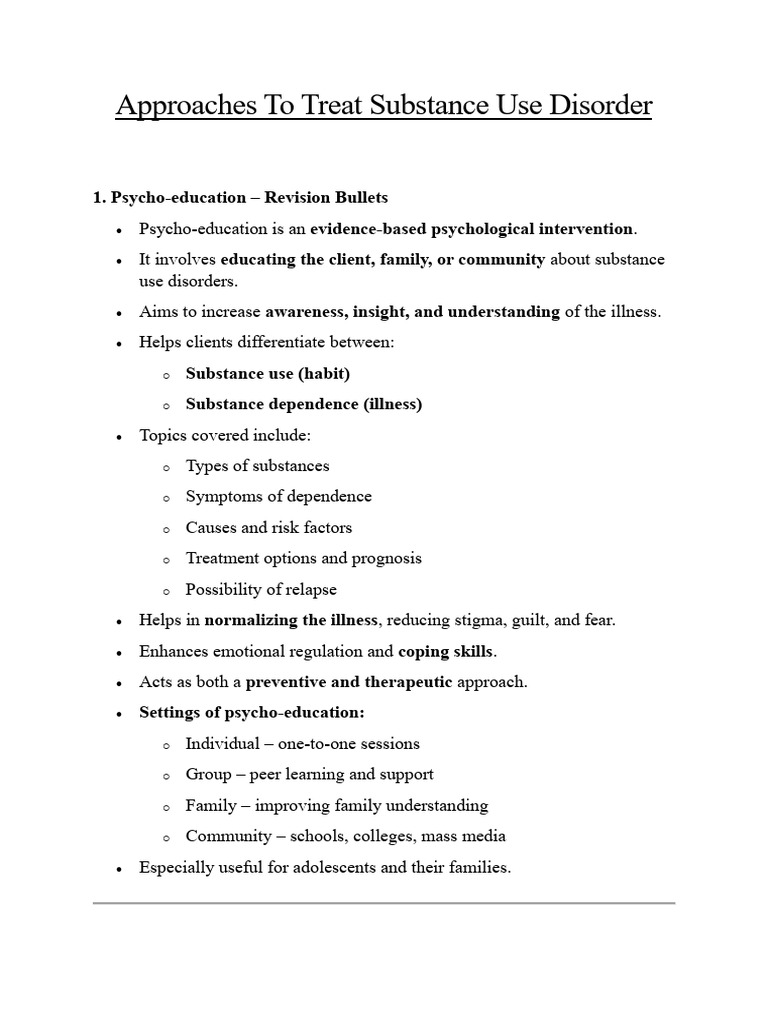 Approaches To Treat Substance Use Disorder | PDF | Substance Use ...