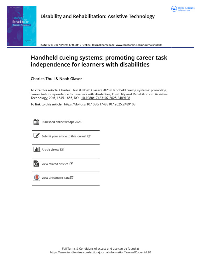Handheld Cueing Systems Promoting Career Task Independence For Learners ...