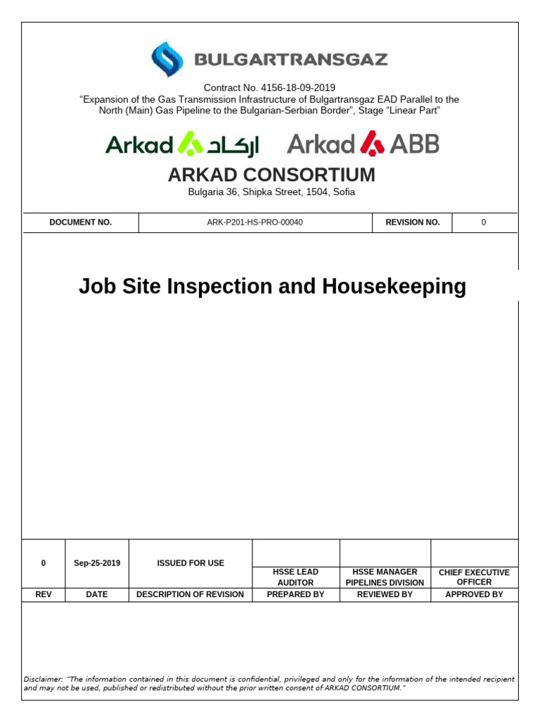 ARK-P201-HS-PRO-00040 - Job Site Inspection and Housekeeping Rev 0 ...