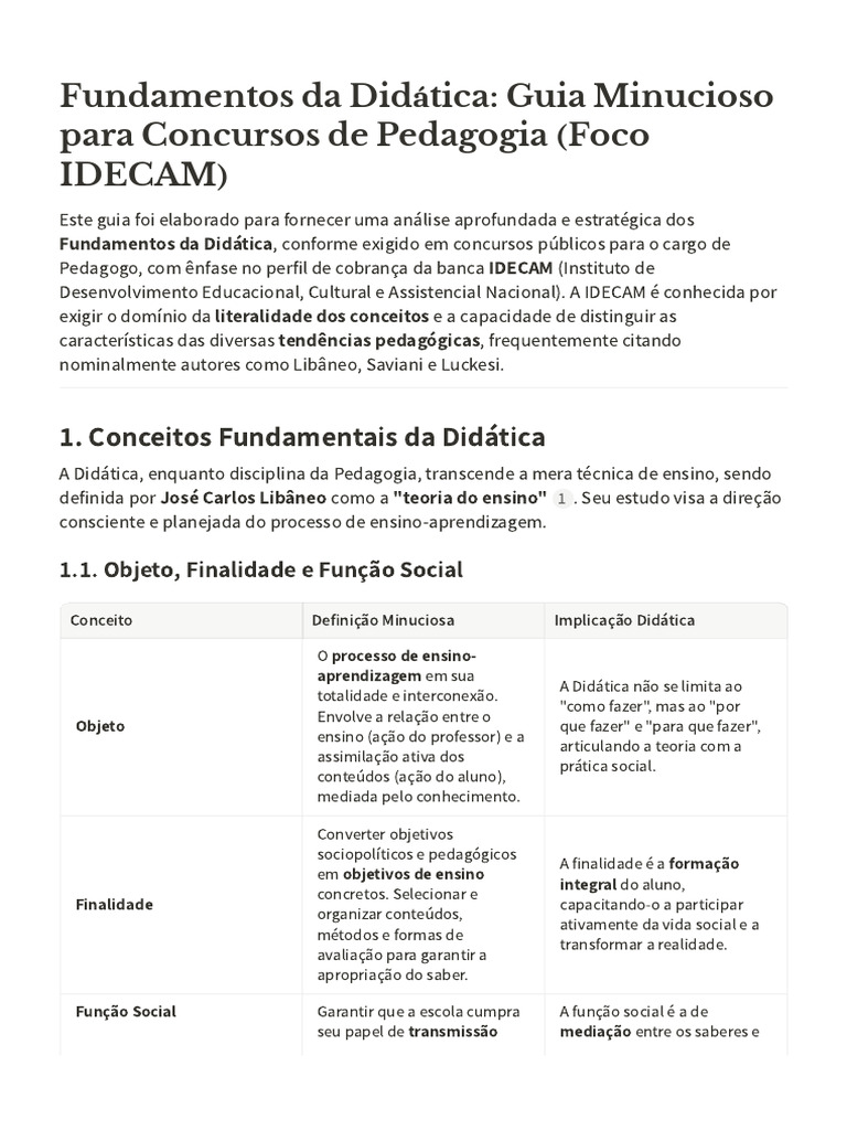 Fundamentos Da Didática Guia Minucioso para Concursos de Pedagogia ...