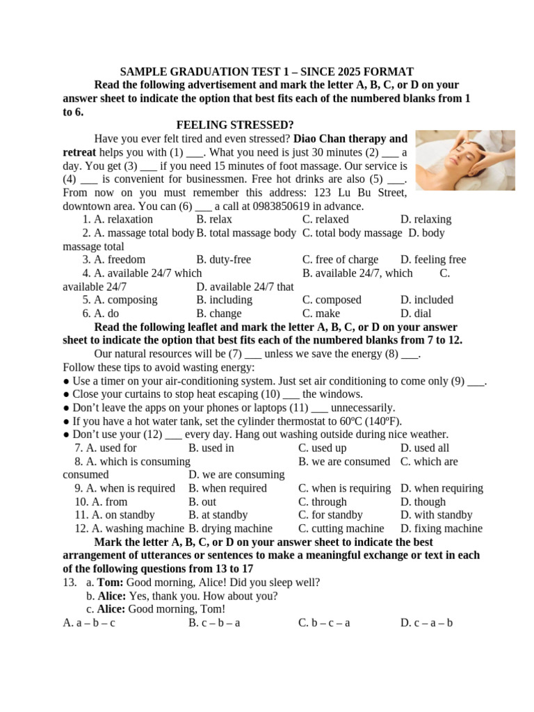 Sample Graduation Test 1 | PDF | Engines | Biofuel