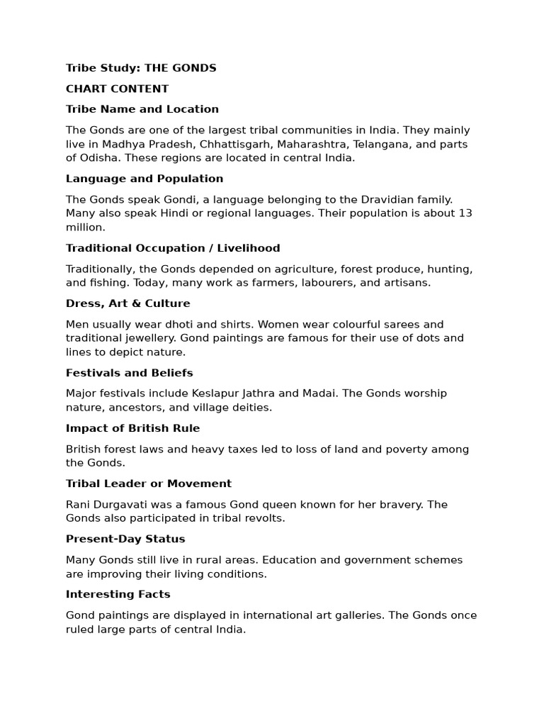 Tribe StudyON GONDS ALL IMPORTANT INFO ON THEM | PDF | South Asia