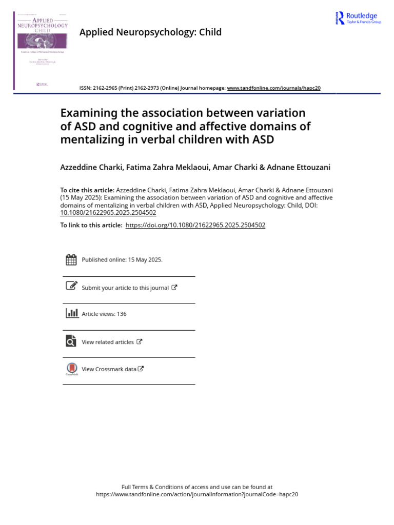 Examining The Association Between Variation of ASD and Cognitive and ...