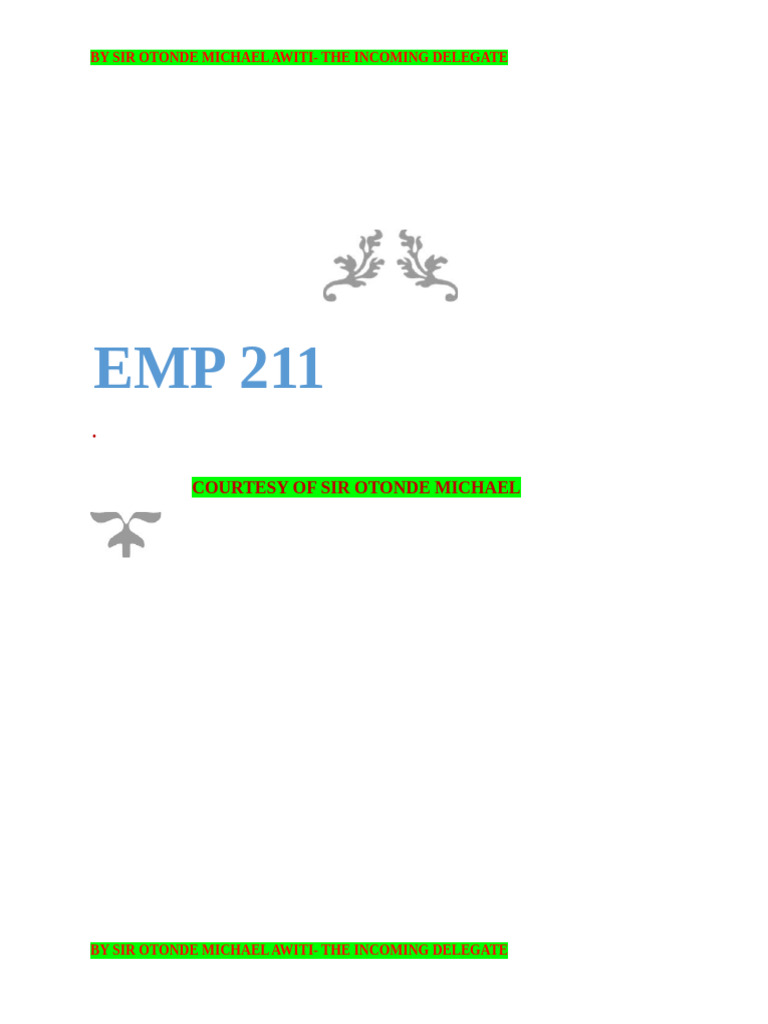 Emp 211 Notes by Sir Otonde | PDF | Curriculum | Learning