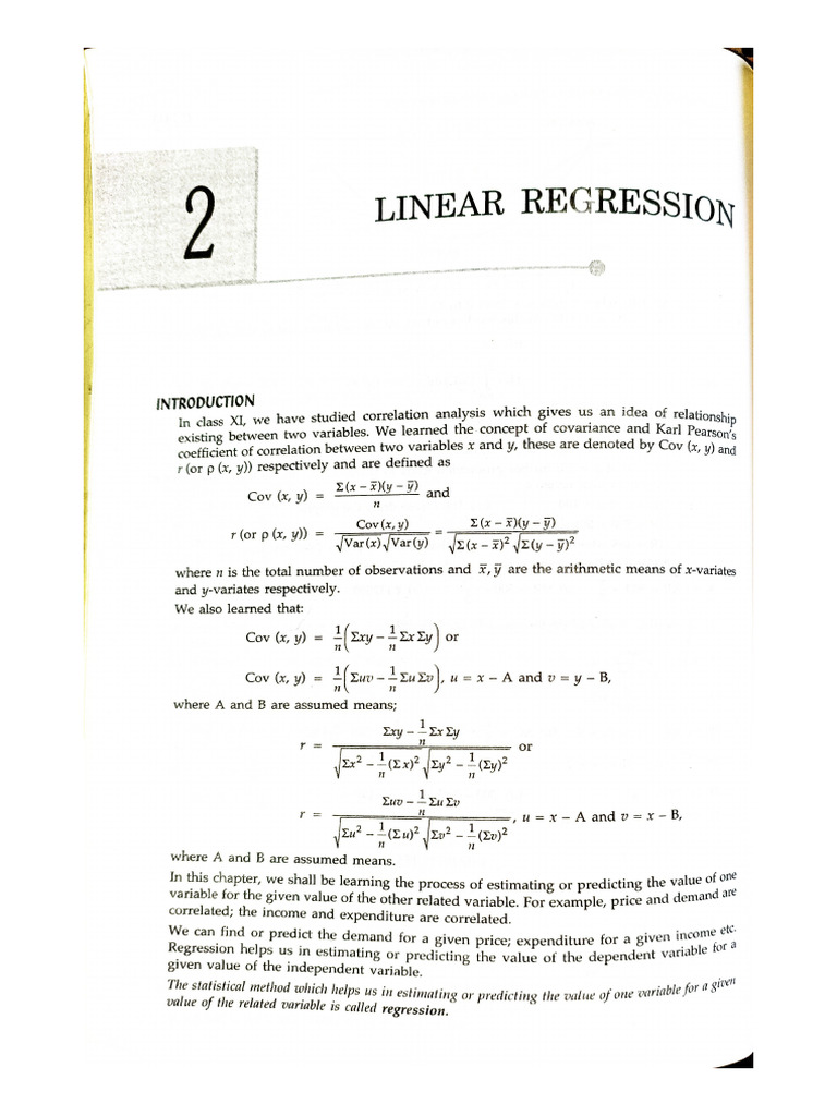 ISC 12th Linear Regression PDF ML Agarwal | PDF