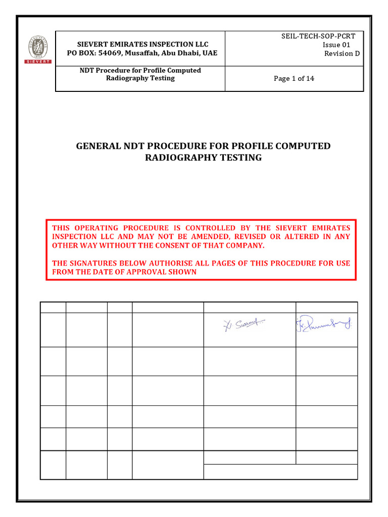 Profile Computed Radiography Procedure | PDF | Nondestructive Testing ...