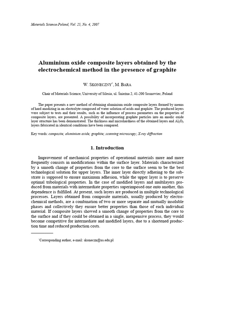 Aluminium Oxide Composite Layers Obtained by The e | PDF | Aluminium ...
