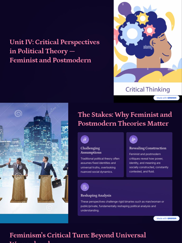 Unit IV Critical Perspectives in Political Theory Feminist and ...
