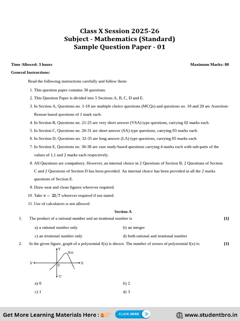 69258a7cd08cd - 2. Maths (Standard) 2026 Set - 1 PDF | PDF | Circle | Area