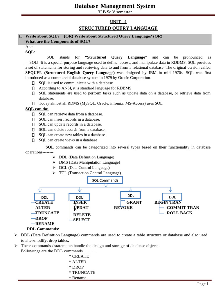 UNIT 4 DCCN Unit Four For All Degree Level Students | PDF | Sql ...