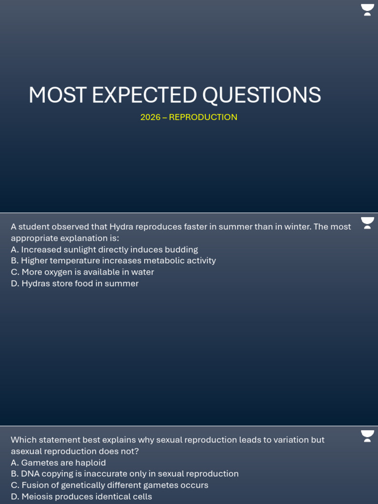 Most Expected Questions - Reproduction | PDF | Reproduction | Sexual ...