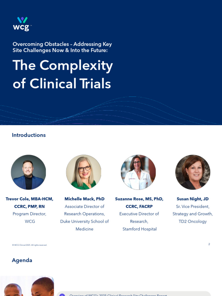 WCG 2025 Site Challenges Complexity Webinar Slides | PDF | Clinical Trial