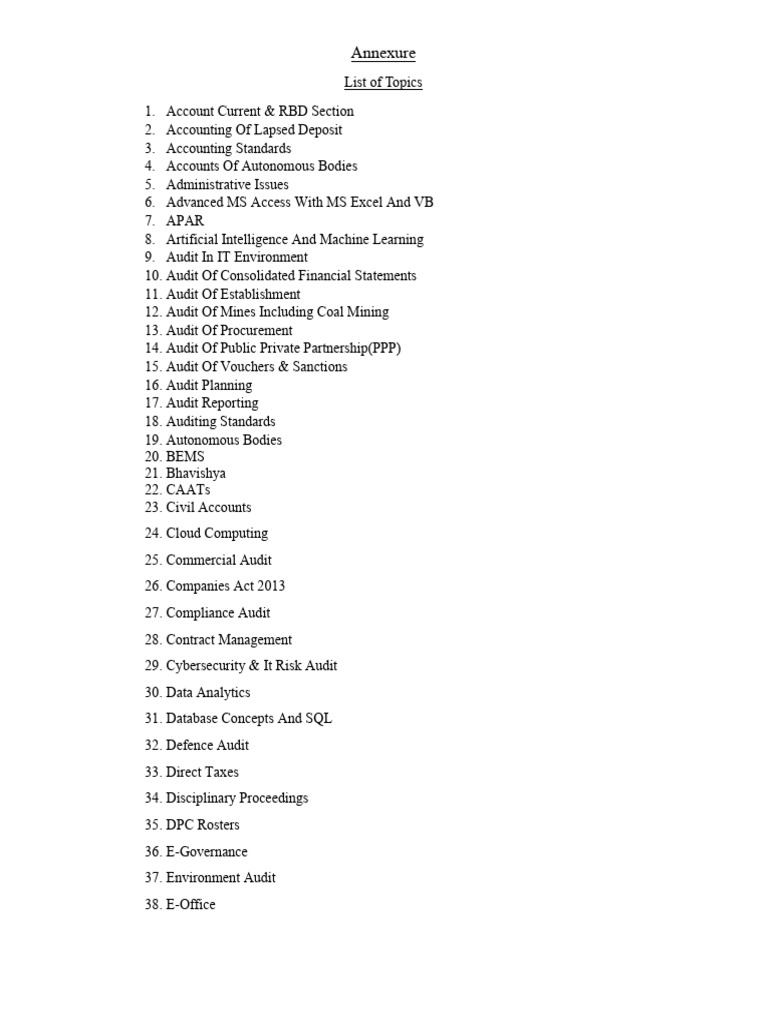 Annexure - List of Courses | PDF