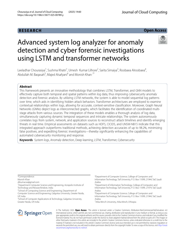 Advanced System Log Analyzer For Anomaly Detection and Cyber Forensic ...