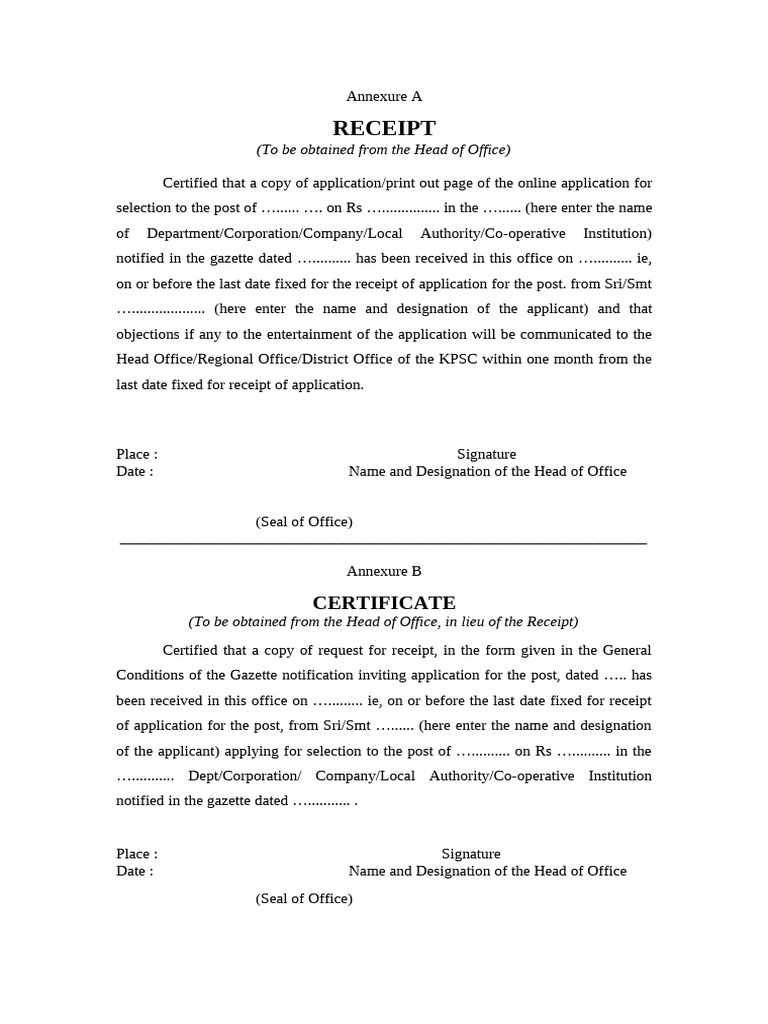 Application For NOC To KPSC | PDF