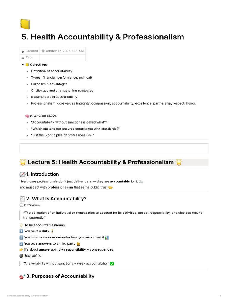 Health Accountability Professionalism | PDF | Accountability | Audit
