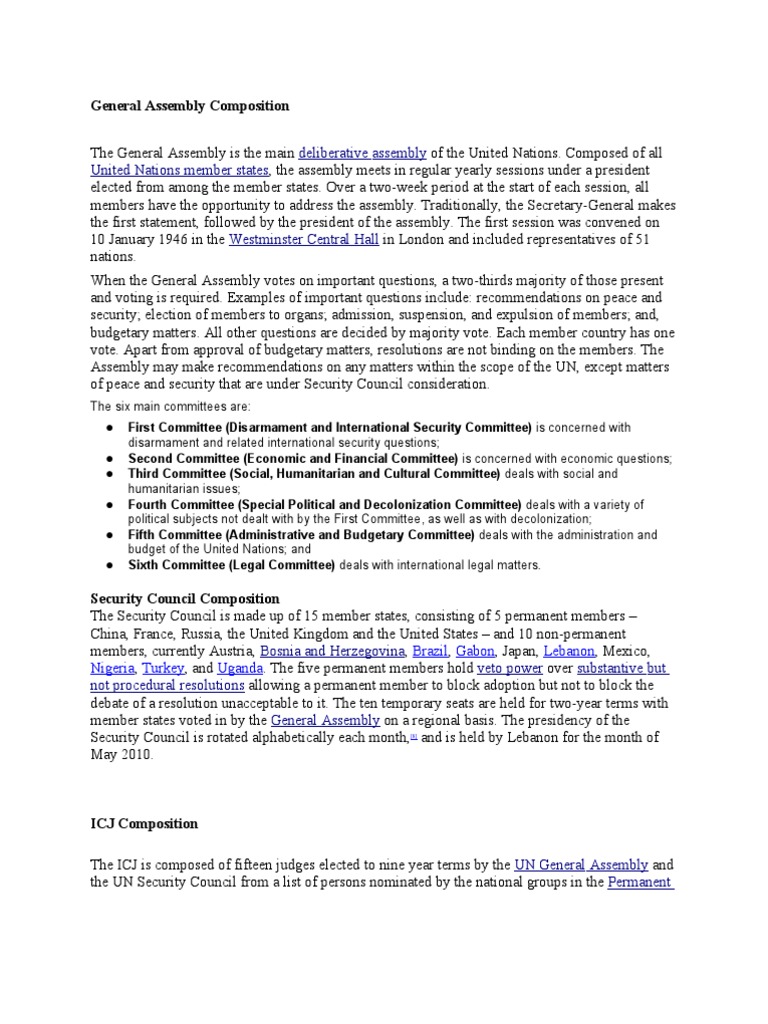 General Assembly Composition Download Free PDF United Nations