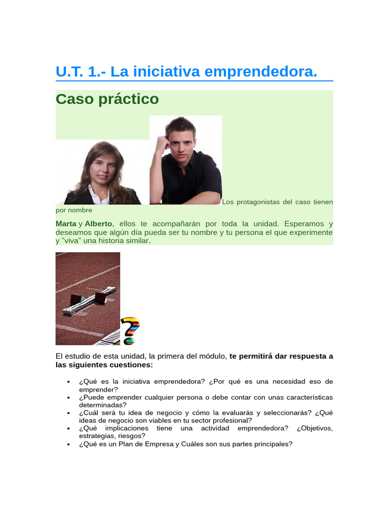 U.T. 01 | PDF | Iniciativa empresarial | Business
