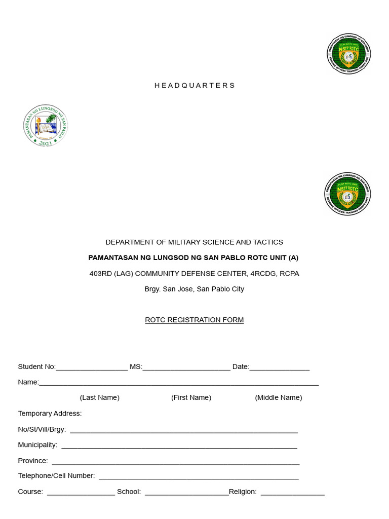 ROTC-REGISTRATION-FORM - Docx 20250924 164315 0000 | PDF