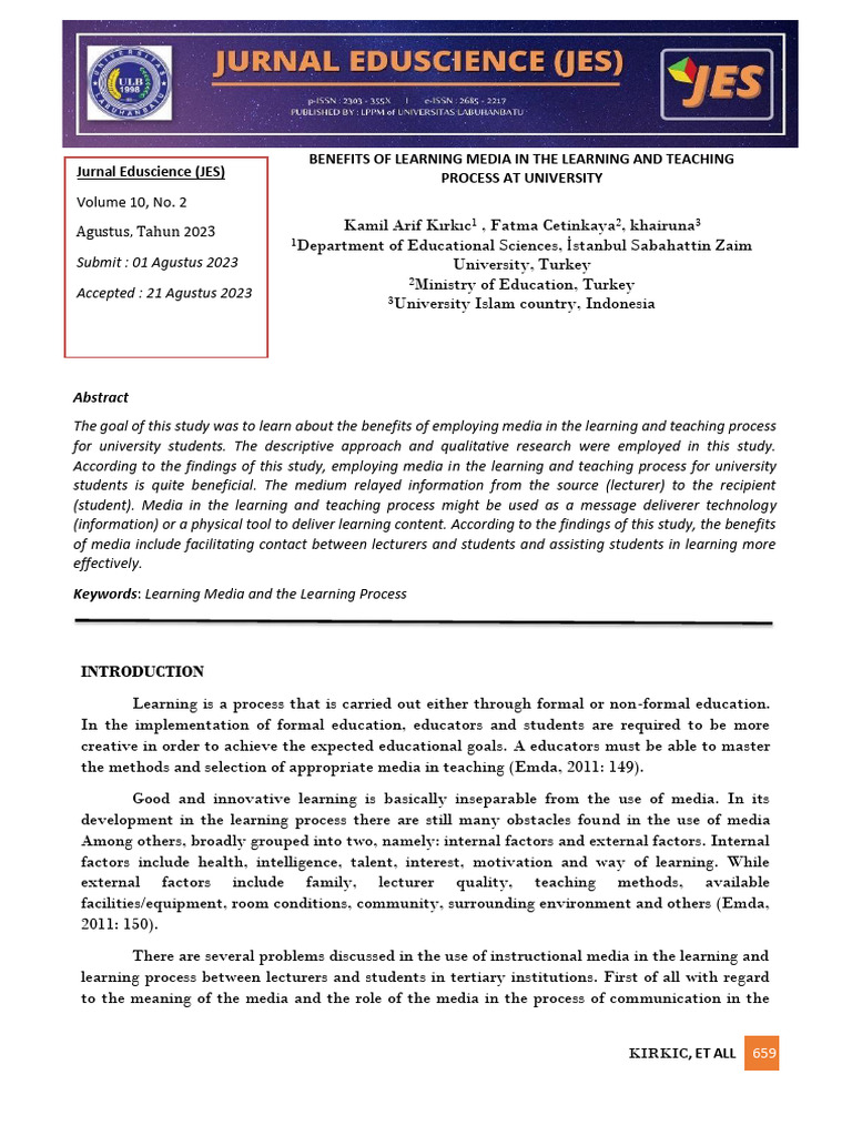 Benefits of Learning Media in The Learning and Teaching | PDF ...