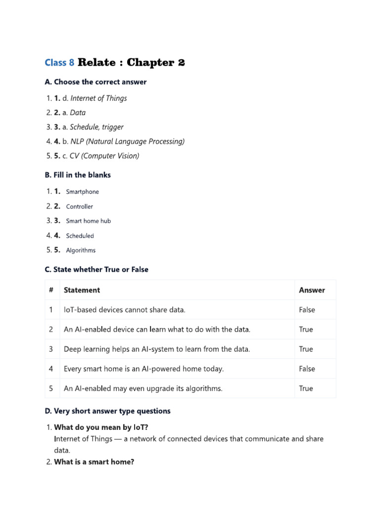 CLass 8 Relate Chapter 2 Answer Key | PDF