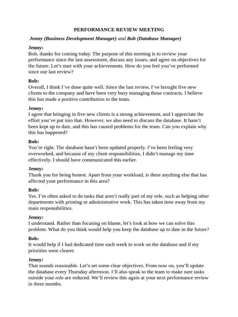 Performance Review Meeting. | PDF