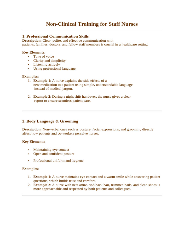 Training For Staff Nurses V1 | PDF | Nursing | Body Language