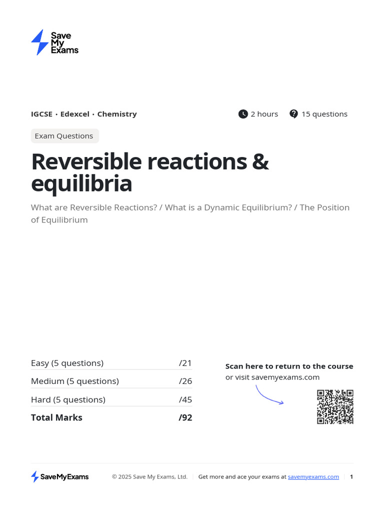 Reversible Reactions and Equilibria Xf3JBGtq7xvYPzD9 | PDF | Chemical ...